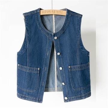 圓領春季牛仔高檔洋氣短款背心