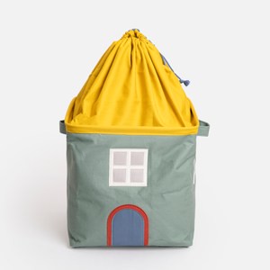 伊登兒童造型束口收納籃 黃綠小屋