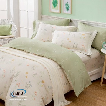 兩用被床包四件組 /純粹好棉100%無異纖精梳純棉/2317莉內婭(綠)