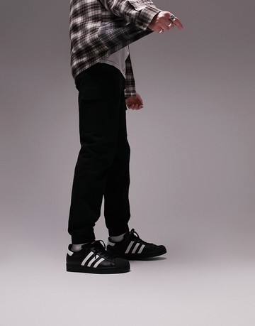 Topman skinny two pocket cargo trousers in black