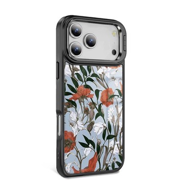 apbs iPhone 全系列 軍規防摔合金框隱形立架手機殼-玫瑰百合