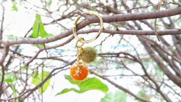 柿子鑰匙圈 手作羊毛氈