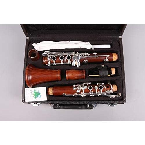 Yinfente Intermediate B-Flat Clarinet Rosewood wood Body Silver Plate Bb Key 17 key Case   Reeds   Pads (Bb key)並行輸入