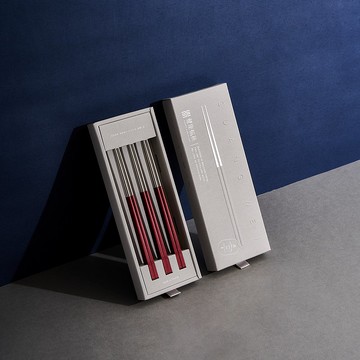 紅色 長款6雙入 禮盒+提袋 304不鏽鋼筷子 台灣製