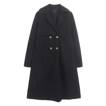 外貿100%棉簡約百搭休閑ins風中長款寬松顯瘦側口袋長袖外套風衣