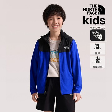 The North Face北面兒童藍色UPF50防曬連帽外套｜87ZEEF1 抗UV