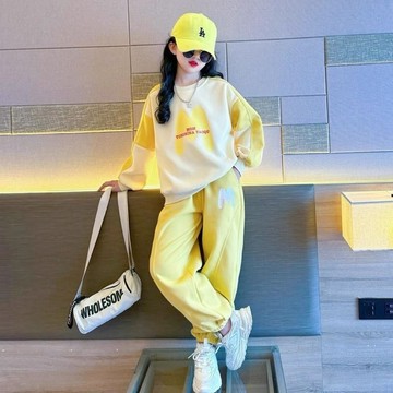 台灣出貨 女童套裝 新款洋氣休閒套裝 女童時尚寬松兩件套