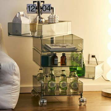 【含稅/免運】 多功能可移動臥室旋轉收納柜邊幾儲物邊柜抽屜零食柜子收納床頭柜