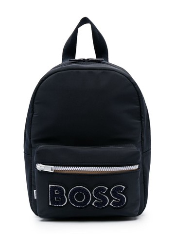 BOSS Kidswear - logo-print backpack - kids - Polyester/Polyester - One Size - Blue