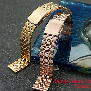 全新 小尺寸不鏽鋼五珠按壓摺疊扣-金屬錶帶 (18mm.16mm.14mm.12mm.10mm)
