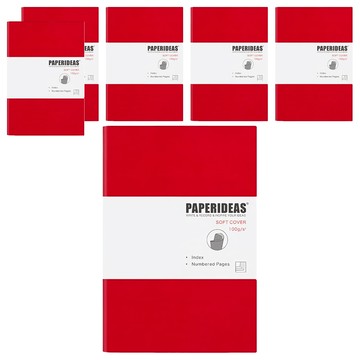 PAPERIDEAS A5 軟皮 188頁 點陣筆記本  紅色  6本