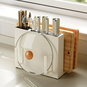 【免打孔壁掛】廚房置物架 刀架 砧板架 鍋蓋架 筷子籠 一體收納 節省檯面空間 通風防潮 廚具收納神器