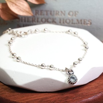 雙子座 星座守護石 生日禮物 925純銀手鍊 雙圓珠設計 女生禮物