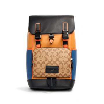 精選★COACH 拼色簽名帆布運動背包男士雙肩包後背包 (預購)C2722 ~【夏日美包★菲尼斯 國際精品↘3折起】