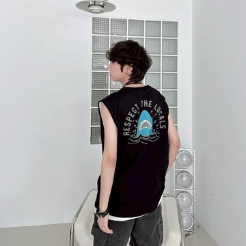 【BT3🇰🇷🦈】寬肩背心 無袖背心 寬鬆背心 鯊魚背心 情侶裝 休閒背心 韓國背心 男背心 女背心 健身背心【MN16】