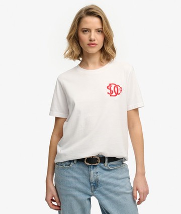 Superdry Women's Sd & co Neon Relaxed T-shirt White Size: 8