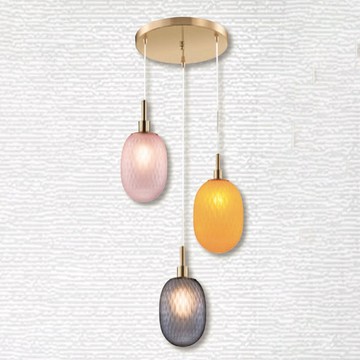 金屬鍍銅手工玻璃吊燈  F37-21-90674