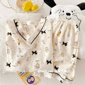 2025新款開衫夏季睡衣女短袖短褲甜美可愛夏天家居服兩件套裝