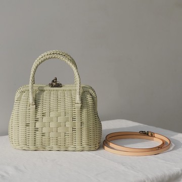 紙藤復古口金編織側背包-小