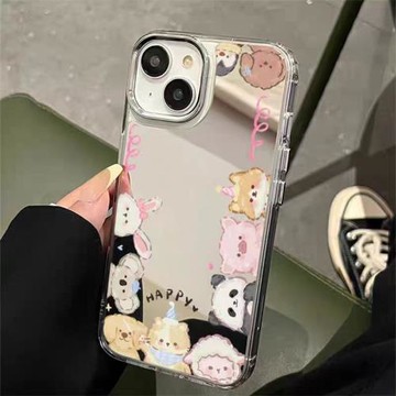 卡通小動物適用三星s24ultra手機殼硅膠s23+創意鏡面s22可愛s21小清新s20fe防摔a55a54a52a05sa25時尚note20