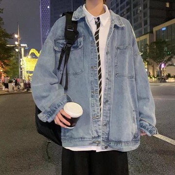 牛仔夾克oversize外套男2022新款春秋季寬松ins潮牌高街美式上衣