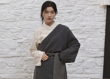 【高級灰】 新中式復古藏裝 羊毛呢長款大衣