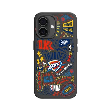 iPhone 16 SolidX 黑 - NBA - 塗鴉系列-奧克拉荷馬市雷霆 Oklahoma City Thunder - Graffiti