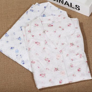 夏季薄款純棉100%全棉女小碎花家居服起居服睡衣套裝衣褲兩件套