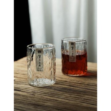 日式手工茶杯耐高溫玻璃杯子家用高級感磨砂水杯日本威士忌洋酒杯