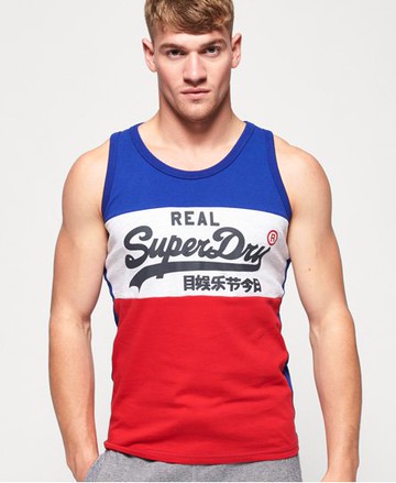 Superdry Men's Men's Vintage Logo Panel Vest Multiple Colours / Lay Up Blue/Ice Mrl/ClassicRed - Size: XS