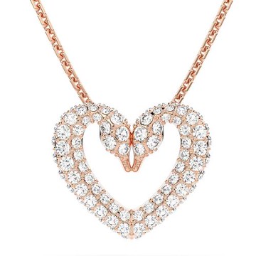 【SWAROVSKI】天鵝愛心水鑽項鍊-玫瑰金