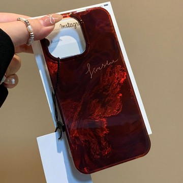 網紅款蘋果17Air/16promax手機殼15pro酒紅闇紋iphone14pro新款13高階11pro硬殼