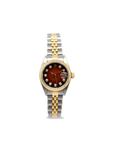 Rolex - 1996 pre-owned Datejust 26mm - women - stainless steel/18kt Yellow Gold/Diamond - One Size - Brown