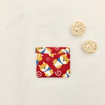 客製化選布-手作紅色柴犬零錢包 小包 生日禮物 送禮