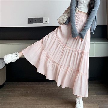 【巴黎精品】現貨+預購 高腰顯瘦半身裙A字裙中長裙蛋糕裙子大碼洋裝休閒女裝-高腰A字蛋糕女裙子4色a1ka22