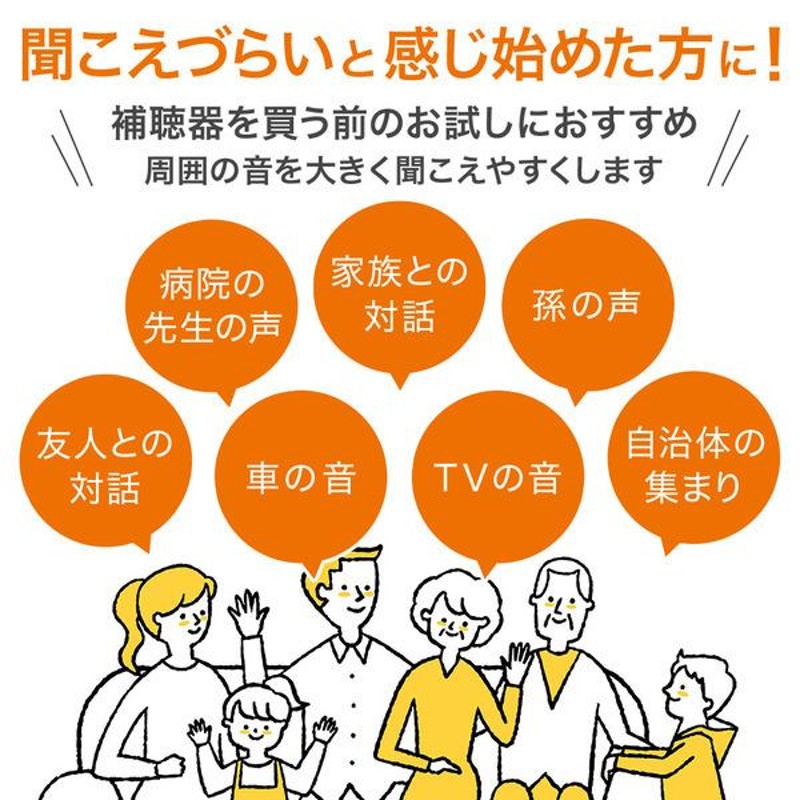 集音器 電池式 小型集音器 携帯用 イヤホン付き 耳穴式集音器 両耳