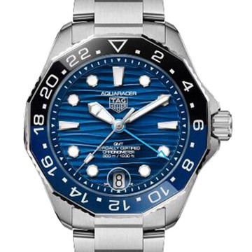 TAG HEUER 豪雅 AQUARACER PROFESSIONAL 300米GMT鏈帶腕表(WBP5114.BA0013)x藍色海洋x42mm