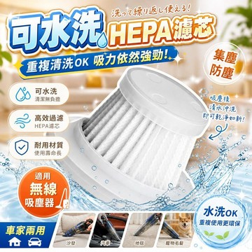 【可水洗】手持吸塵器過濾網 海帕濾芯 HEPA圓形濾網 無線吸塵器配件 車載家用兩用 集塵器耗材 替換濾芯 重複清洗