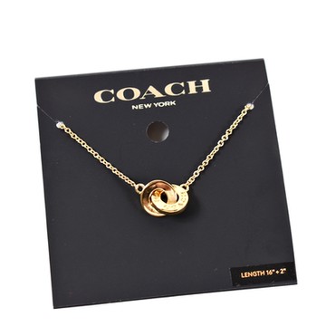 COACH 金色雙圈雙環鎖骨鍊