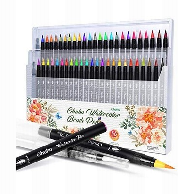 水彩毛筆48色 水ペン2本 Ohuhu カラー筆ペン 水彩筆 水性 水彩画 ブラッシュ レタリング イラスト 手帳 色塗り 塗り絵 スケッチ 書道 画 通販 Lineポイント最大get Lineショッピング