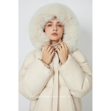 【閉店福利售完即止2折起】suotian所甜杏色真狐貍毛領面包服冬季