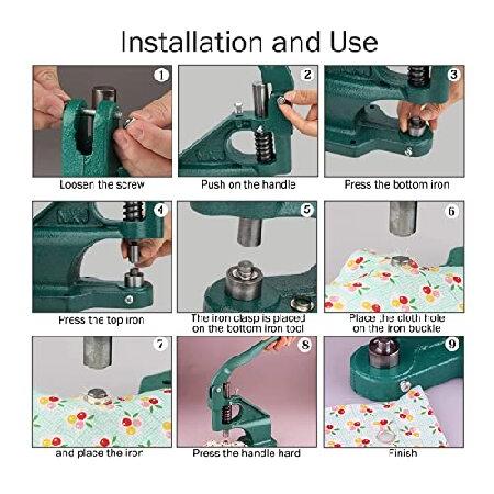 Hand Press Grommet Machine, Grommet Eyelet Machine Heavy Duty Grommet Press Machine Punch Tool with 1500PCS Silver Grommets Eyelet, Dies (#0#2#4),