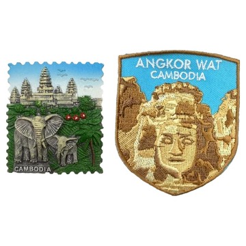 A-ONE 匯旺 柬埔寨吳哥窟 大象磁性家居裝飾燙布貼 Set  7.5 x 6cm