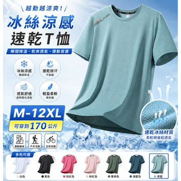 【桃園出貨❄️M-12XL】夏季大碼冰絲短袖 情侶速乾冰絲衣 運動短袖男 健身短袖 彈力速乾冰絲衣 涼感短袖上衣 排汗衫