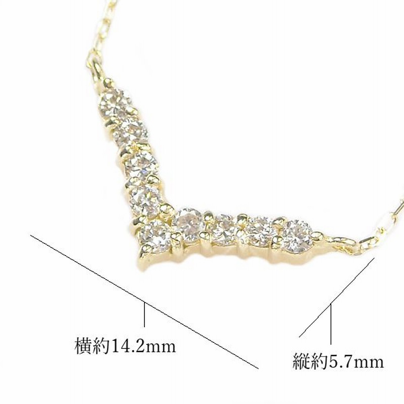 ネックレス 天然ダイヤモンド v字 k18 18k レディース 50代 40代