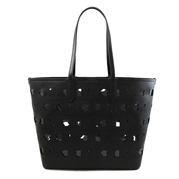 MICHAEL KORS ELIZA 經典MK車線穿孔造型肩背大容量托特包.黑