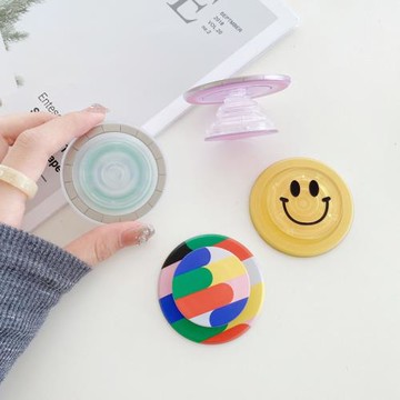 POPOPADA適用于MagSafe磁吸圓形支架卡通可愛氣囊14手機便攜13背貼扣創意360度旋轉固定指環扣桌面磁力圈吸附