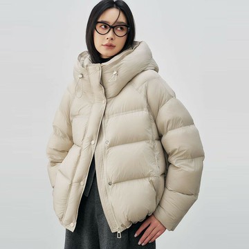 【米蘭精品】現貨+預購 頂級真羽絨外套90%鴨絨羽絨衣秋冬外套保暖上衣大碼休閒女裝-連帽泡芙短版4色74mw63