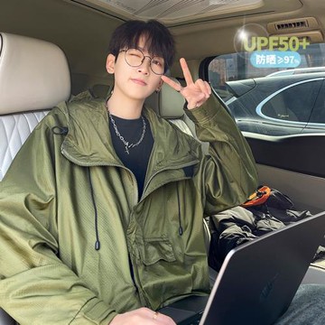 (免運)潮牌防曬服外套男士夏季美式高街青少年輕薄透氣遮陽連帽防曬衣服