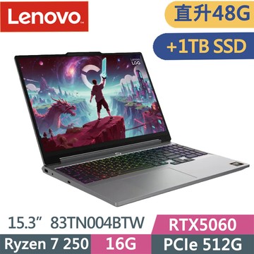Lenovo LOQ 15AHP11 83TN004BTW 灰(Ryzen 7 250/16G+32G/512G+1TB SSD/RTX5060/15.3/W11)特仕
